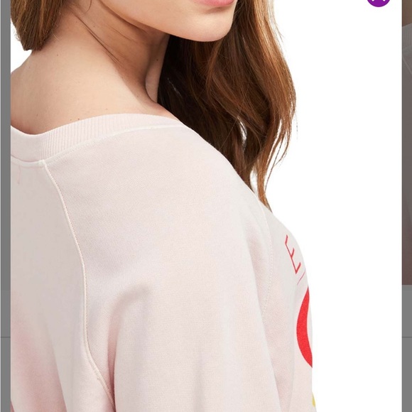 NEW IN PACKAGE- WILDFOX Gossamer Pink 'Enjoy Coca-Cola' Raglan-Sleeve Sweatshirt - Picture 2 of 4